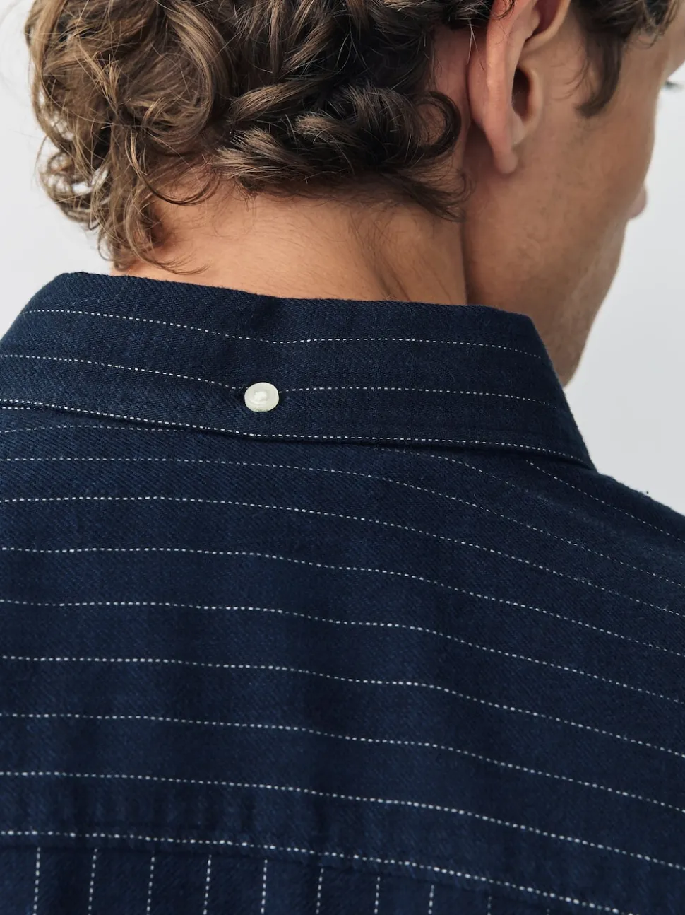 Navy Blue Stripe Soft Touch Oxford Long Sleeve Shirt