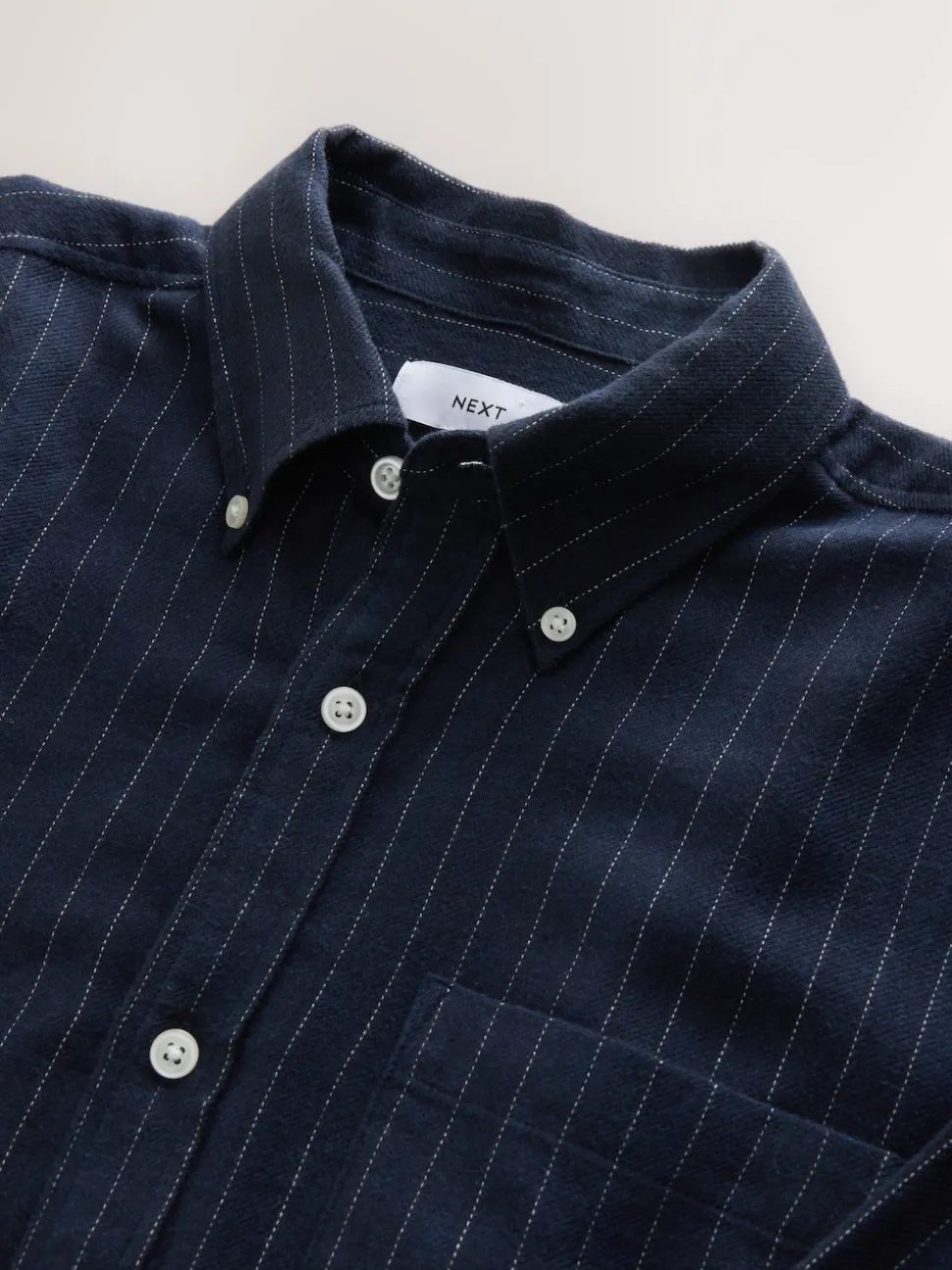 Navy Blue Stripe Soft Touch Oxford Long Sleeve Shirt