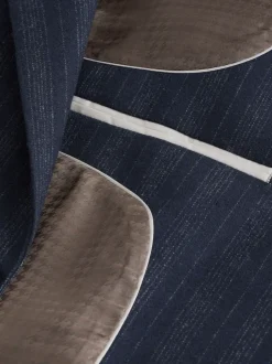 Navy Blue Tailored Fit Striped Wool Blend Suit Jacket