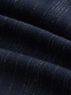 Navy Blue Tailored Fit Striped Wool Blend Suit Jacket