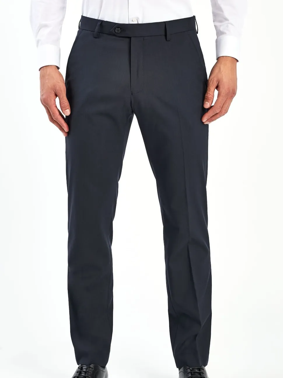 Navy Blue Tailored Fit Stretch Smart Trousers