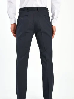 Navy Blue Tailored Fit Stretch Smart Trousers