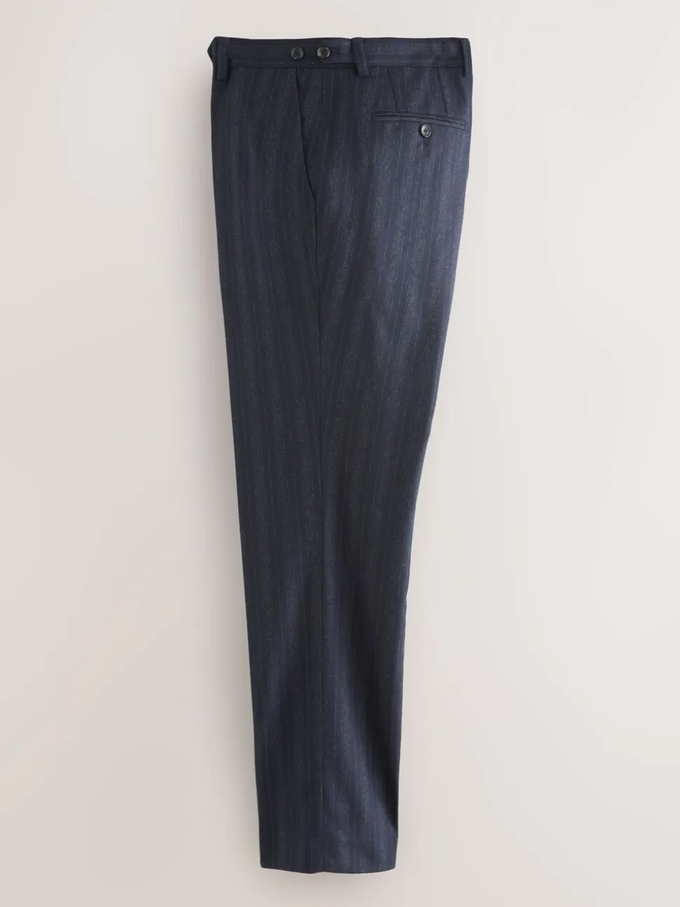 Navy Blue Tailored Fit Striped Wool Blend Suit Trousers