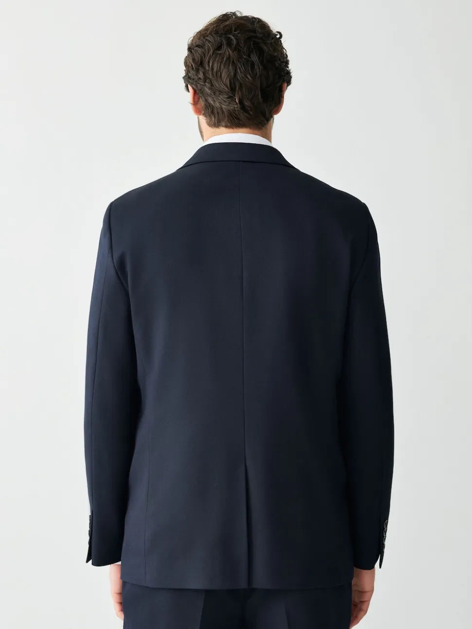 Navy Blue Tailored Fit Textured Suit Jacket