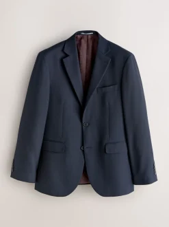 Navy Blue Tailored Fit Textured Suit Jacket