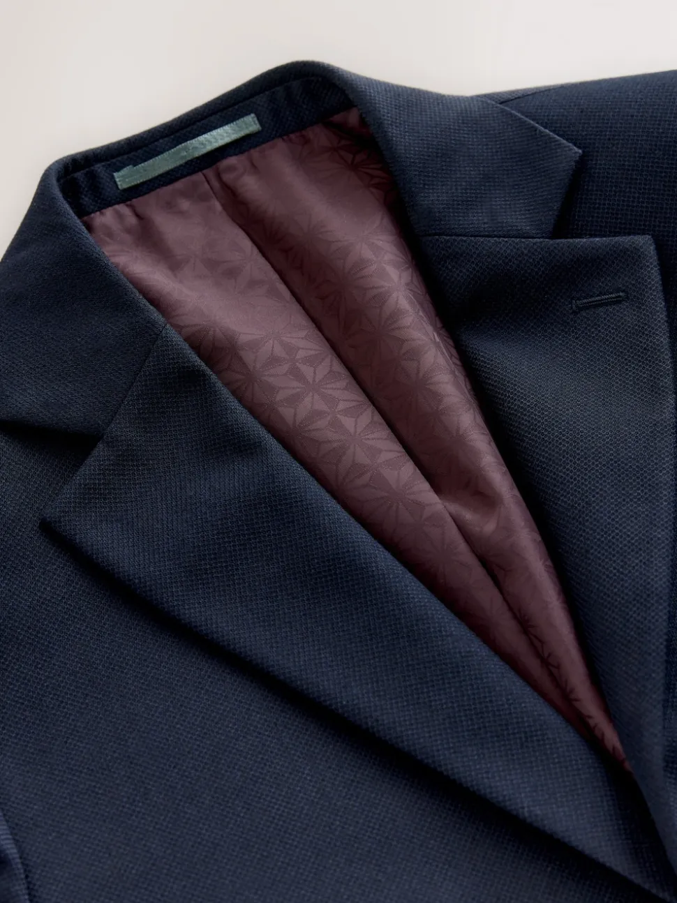 Navy Blue Tailored Fit Textured Suit Jacket