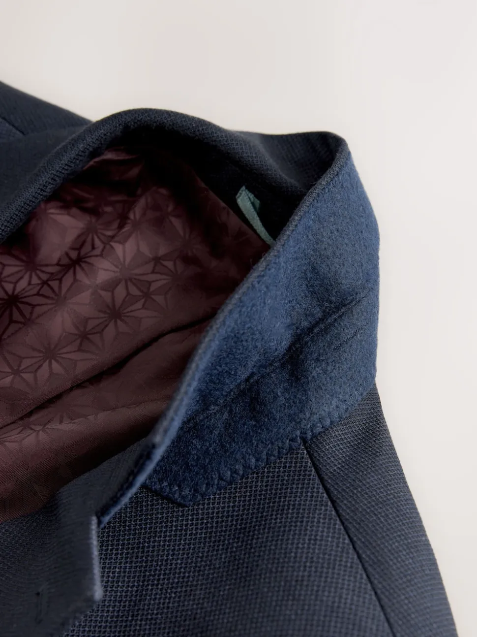 Navy Blue Tailored Fit Textured Suit Jacket