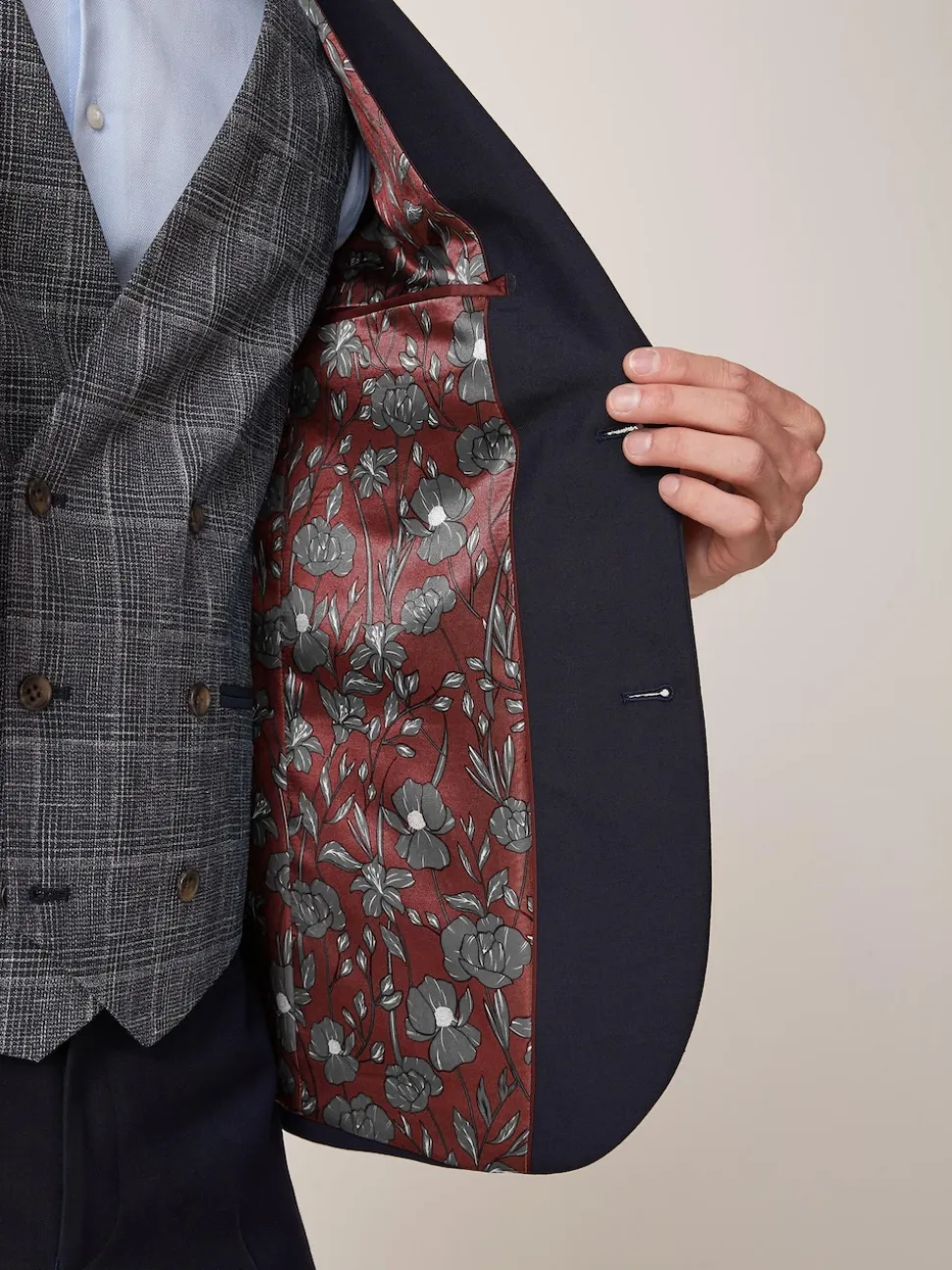 Navy Blue Tailored Fit Two Button Suit Jacket