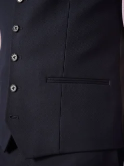 Navy Blue Textured Suit Waistcoat