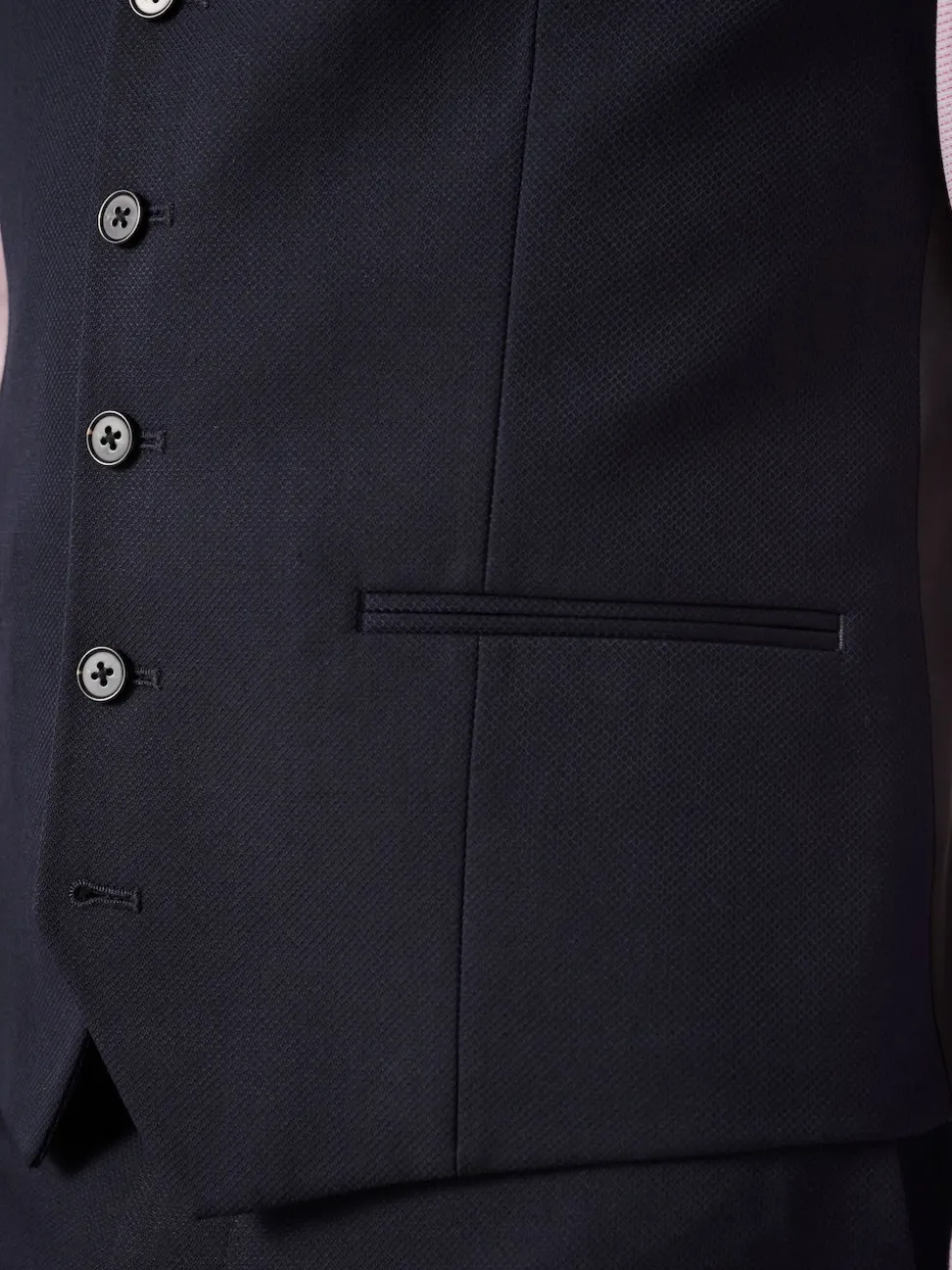 Navy Blue Textured Suit Waistcoat