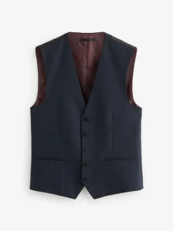 Navy Blue Textured Suit Waistcoat