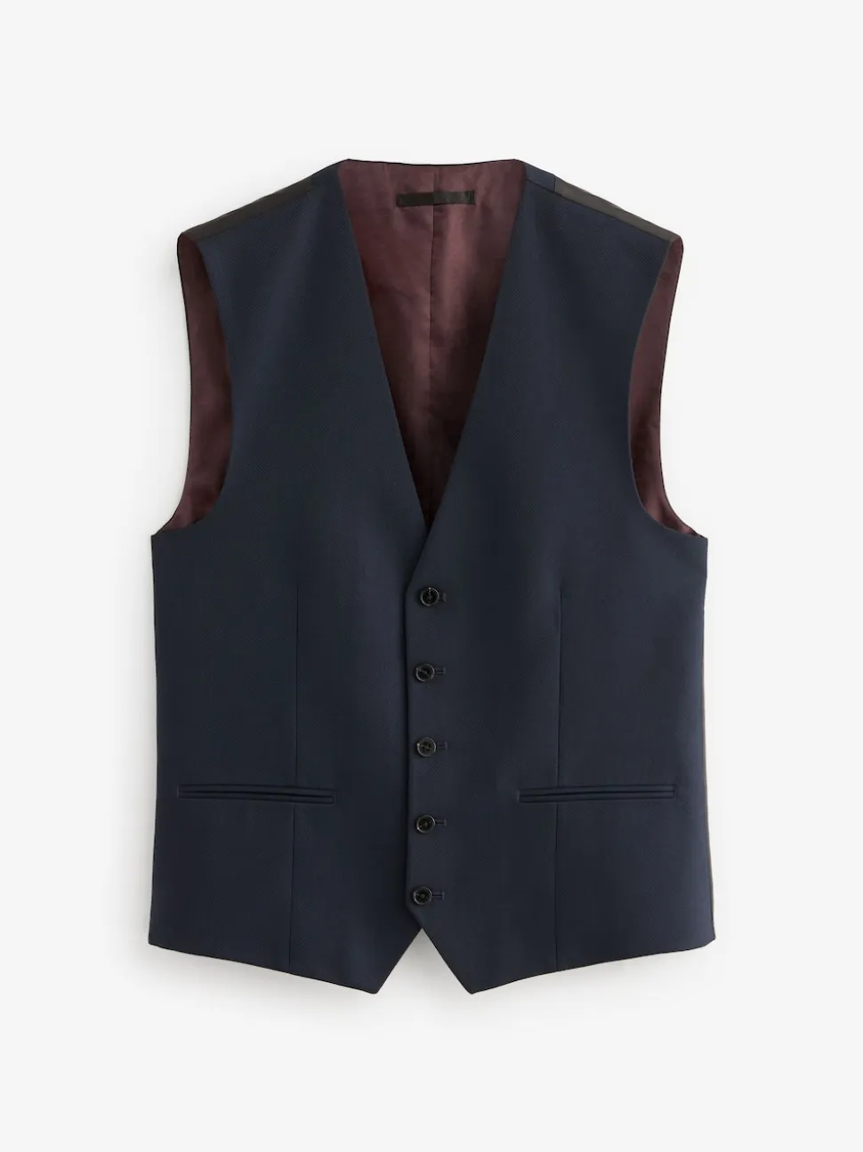 Navy Blue Textured Suit Waistcoat
