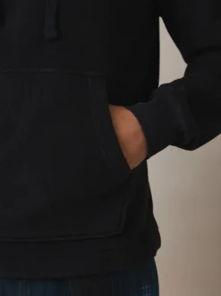 Navy Blue Thermal Fleece Bottoms Long Sleeve Hoodies Set
