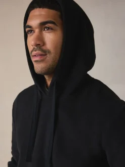 Navy Blue Thermal Fleece Bottoms Long Sleeve Hoodies Set