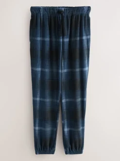 Navy Blue Thermal Fleece Bottoms Long Sleeve Hoodies Set