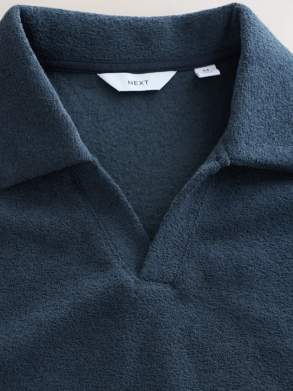 Navy Blue Towelling Long Sleeve Trophy Neck Pyjamas Set