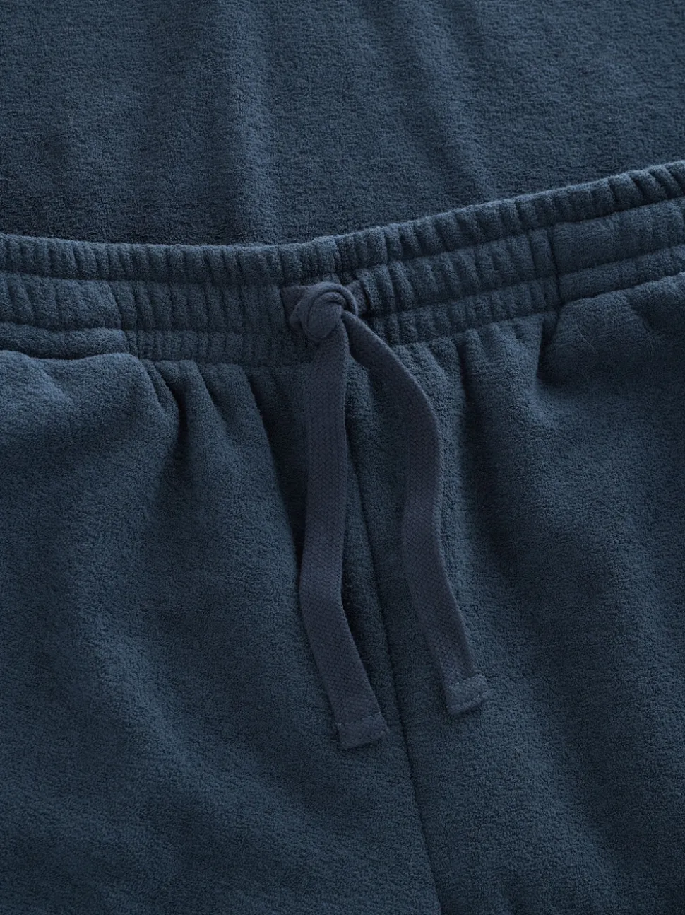 Navy Blue Towelling Long Sleeve Trophy Neck Pyjamas Set