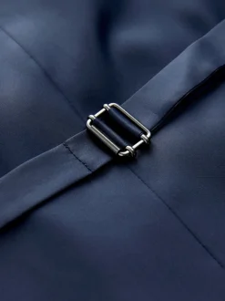 Navy Blue Trimmed Check Suit Waistcoat