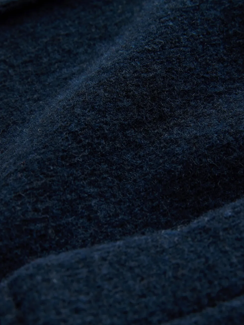 Navy Blue Wool Look Fleece Cardigan