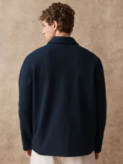 Navy Blue Wool Look Fleece Shacket