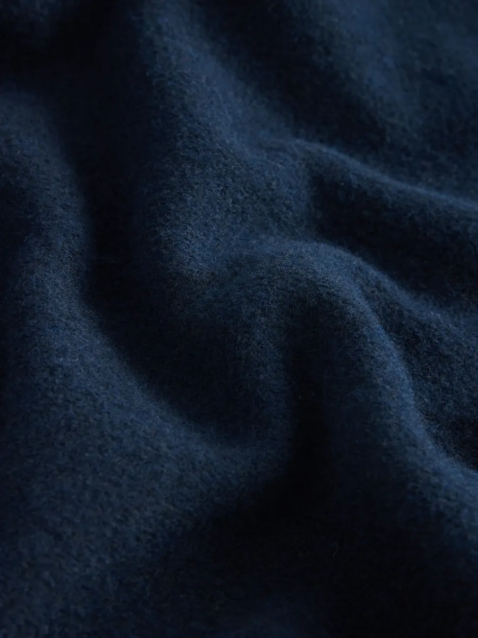 Navy Blue Wool Look Quarter Zip Polo Top