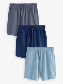 Navy Blue/Blue Lightweight 100% Cotton Shorts 3 Pack