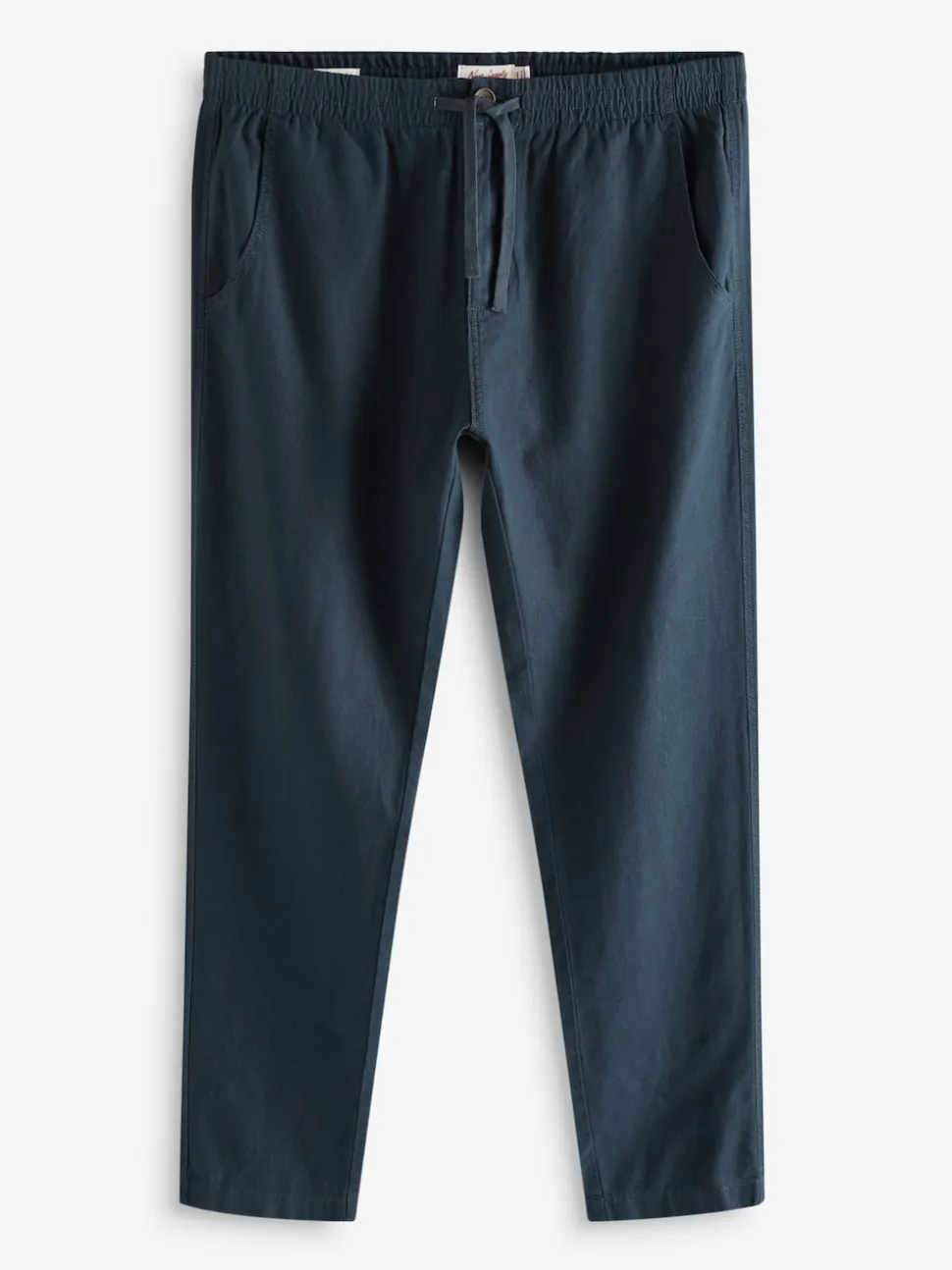 Navy Blue/Charcoal Grey Linen Cotton Elasticated Drawstring Trousers 2 Pack