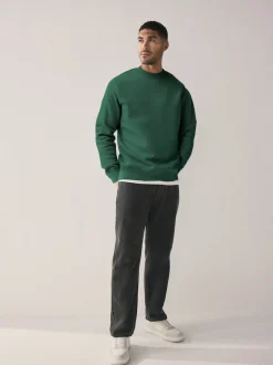 Navy Blue/Green Cotton Rich Jersey Crew Sweatshirts 2 Pack