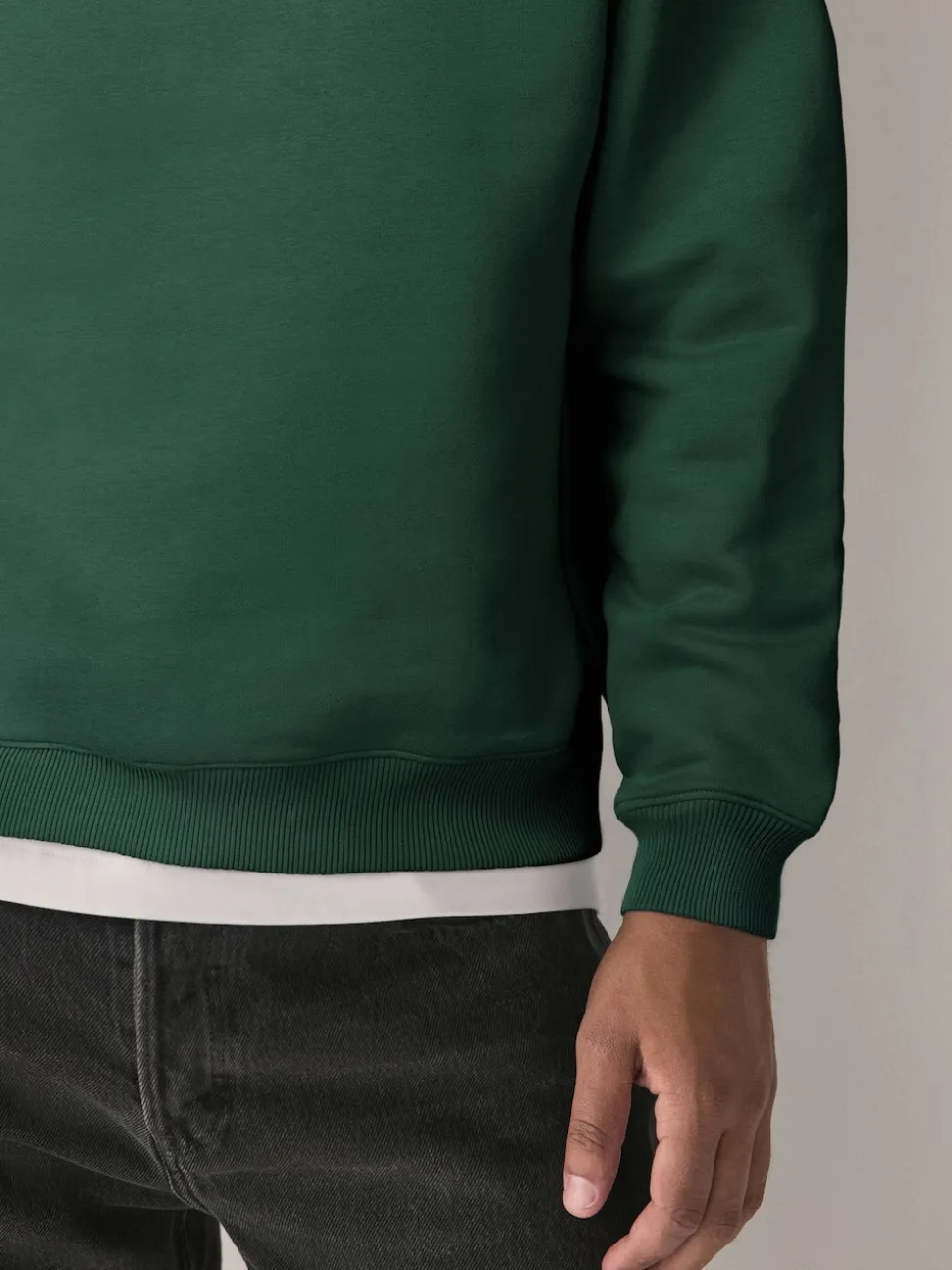 Navy Blue/Green Cotton Rich Jersey Crew Sweatshirts 2 Pack