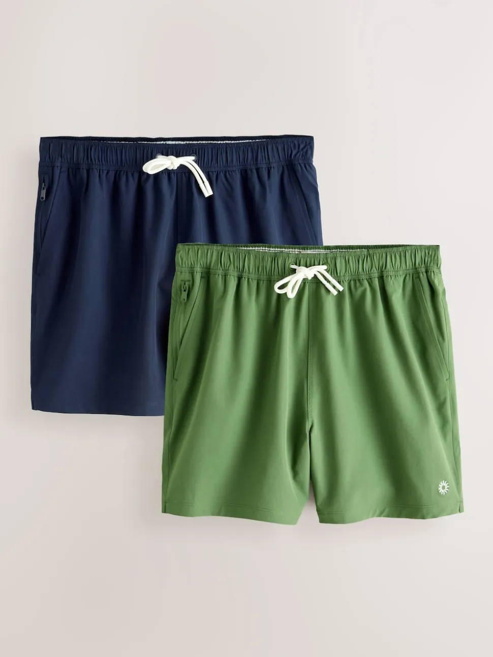 Navy Blue/Green Motionflex 5 Inch Swim Shorts 2 Pack