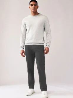 Navy Blue/Grey Charcoal Straight Fit Stretch Chino Trousers 2 Pack