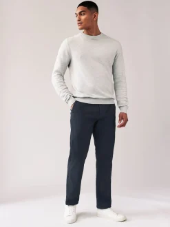 Navy Blue/Grey Charcoal Straight Fit Stretch Chino Trousers 2 Pack