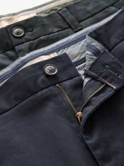 Navy Blue/Grey Charcoal Straight Fit Stretch Chino Trousers 2 Pack