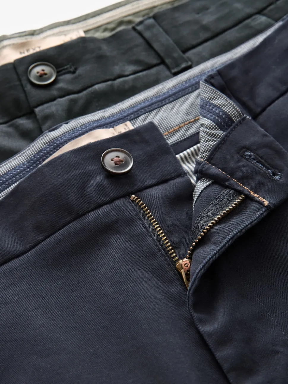 Navy Blue/Grey Charcoal Straight Fit Stretch Chino Trousers 2 Pack