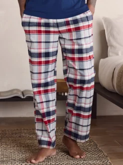 Navy Blue/Grey Check Woven Short Sleeve Pyjamas Set