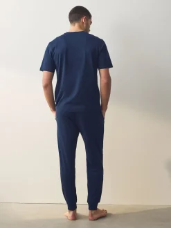 Navy Blue/Grey Cuffed Cuffed Pyjamas 2 Pack