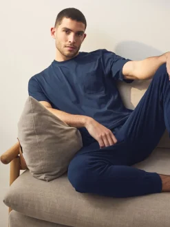 Navy Blue/Grey Cuffed Cuffed Pyjamas 2 Pack