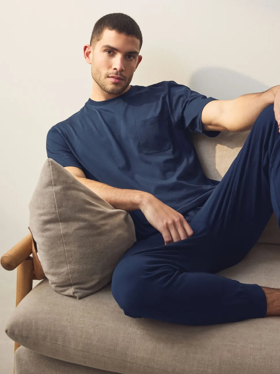 Navy Blue/Grey Cuffed Cuffed Pyjamas 2 Pack