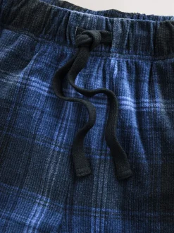 Navy Blue/Grey Textured Cosy Motionflex Cuffed Pyjamas Set