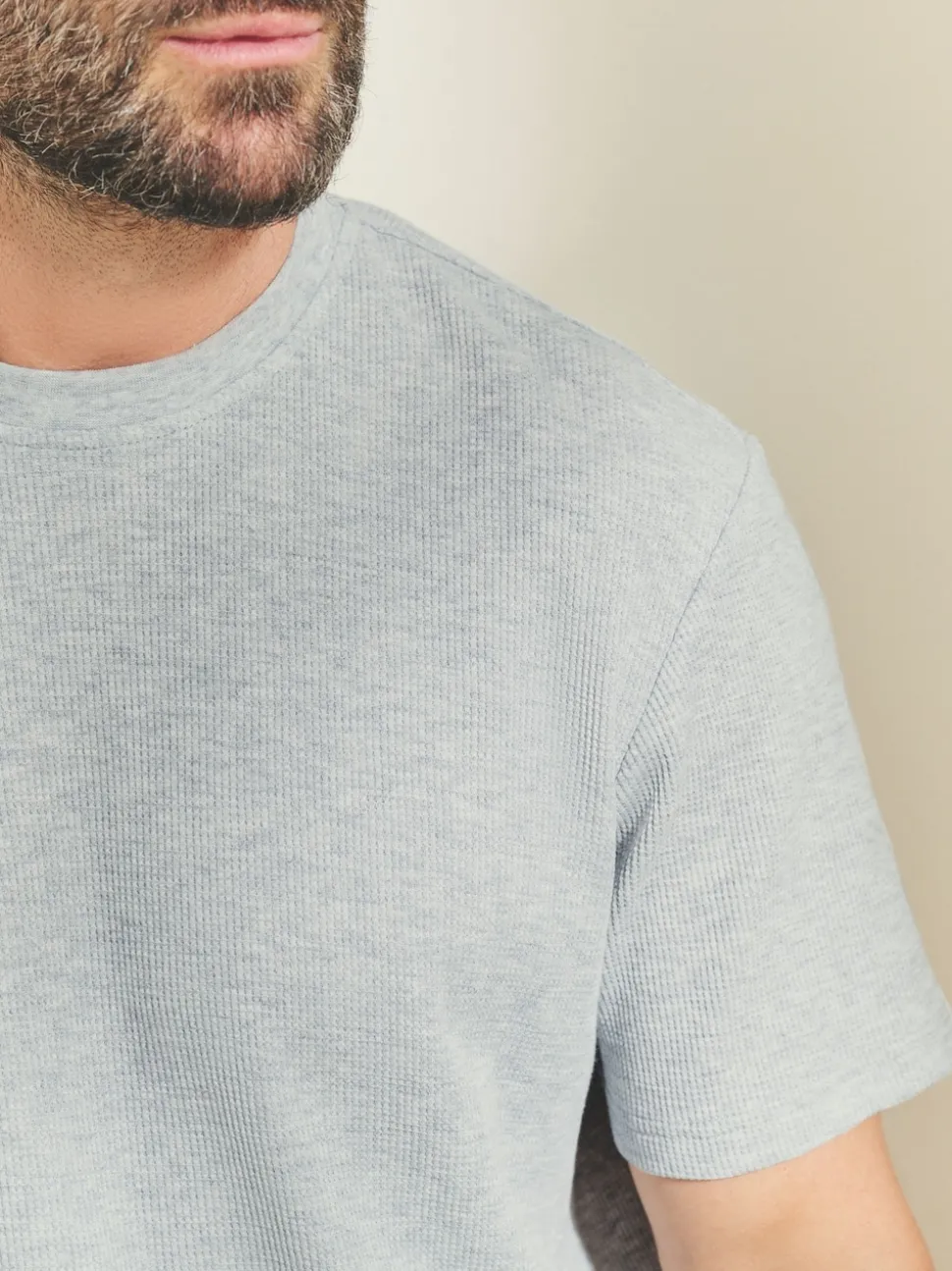 Navy Blue/Grey Textured Cosy Motionflex Cuffed Pyjamas Set