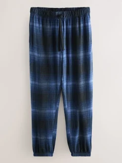 Navy Blue/Grey Textured Cosy Motionflex Cuffed Pyjamas Set