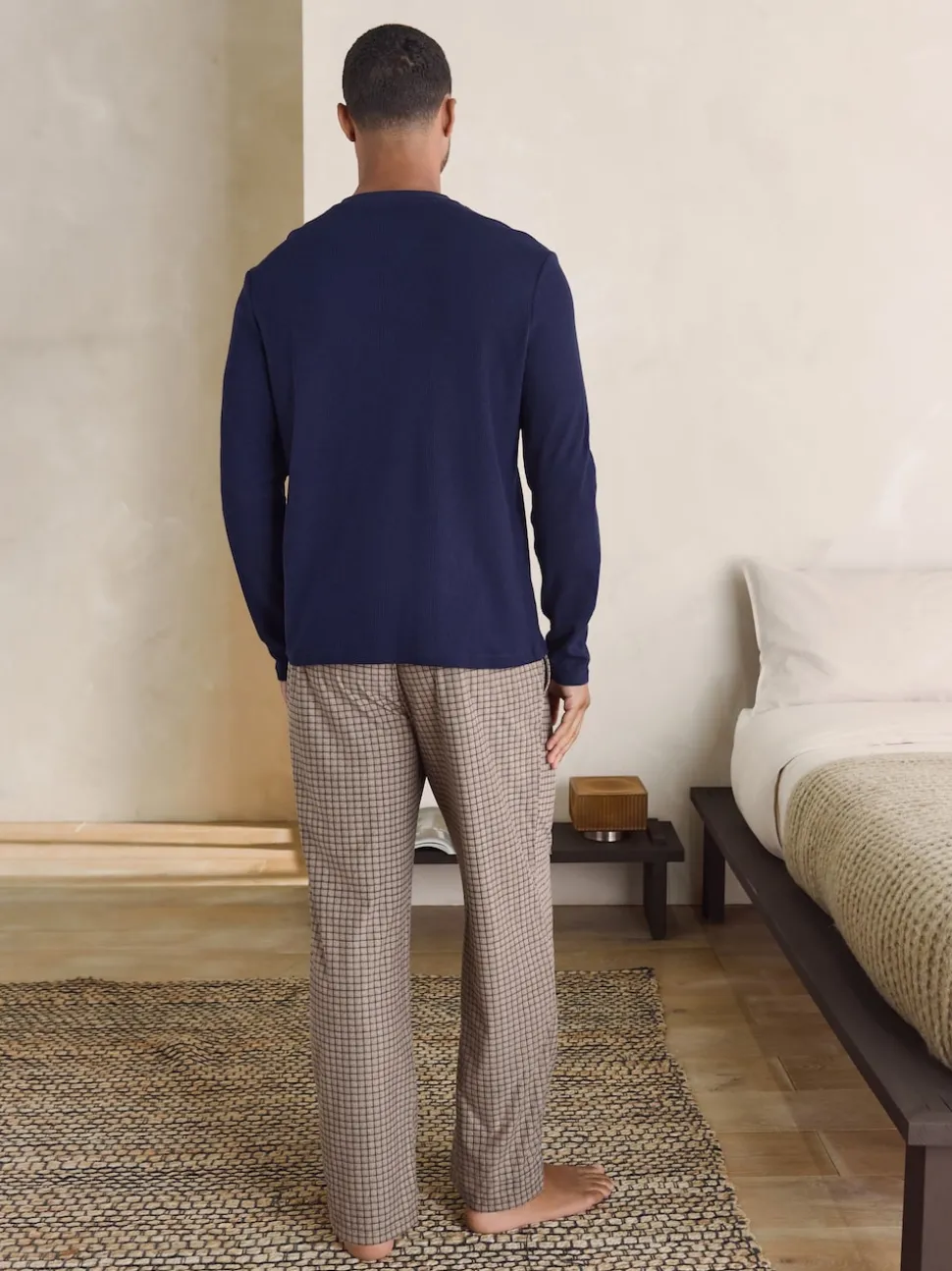 Navy Blue/Neutral Motionflex Cosy Long Sleeve Pyjamas Set
