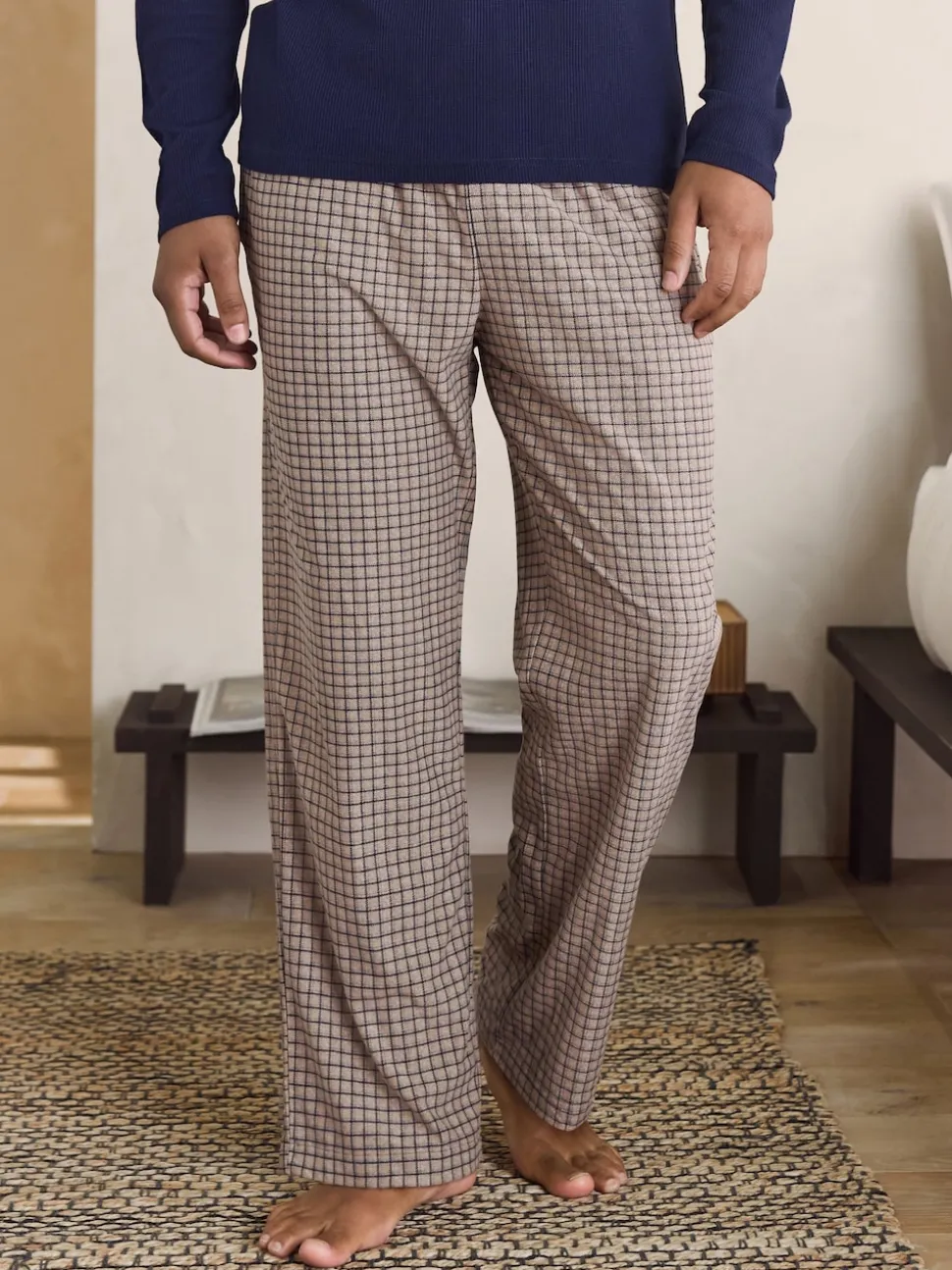 Navy Blue/Neutral Motionflex Cosy Long Sleeve Pyjamas Set
