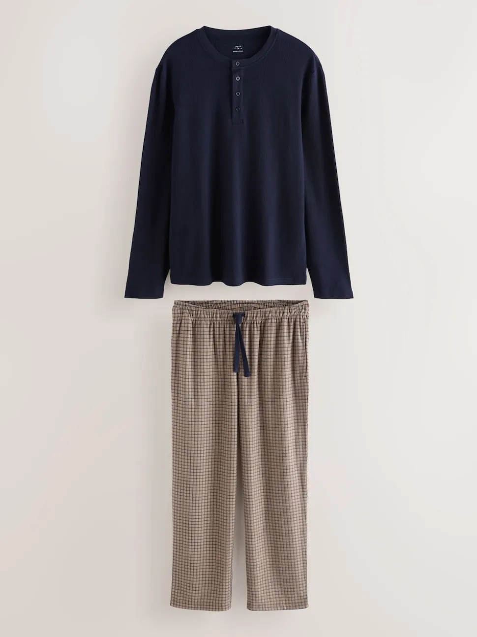 Navy Blue/Neutral Motionflex Cosy Long Sleeve Pyjamas Set
