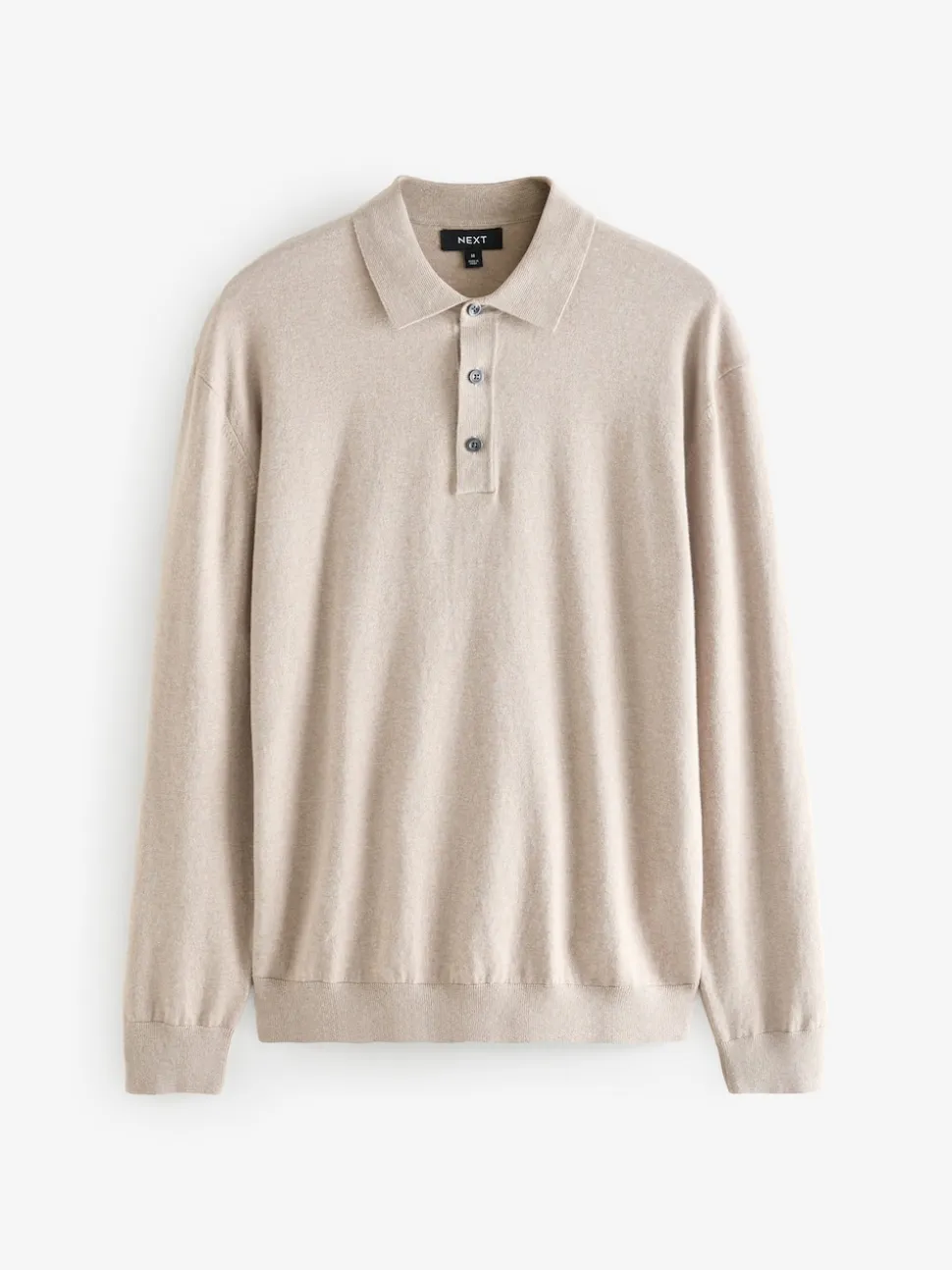 Navy Blue/Neutral Regular Fit Knitted Long Sleeve Polo Shirts 2 Pack