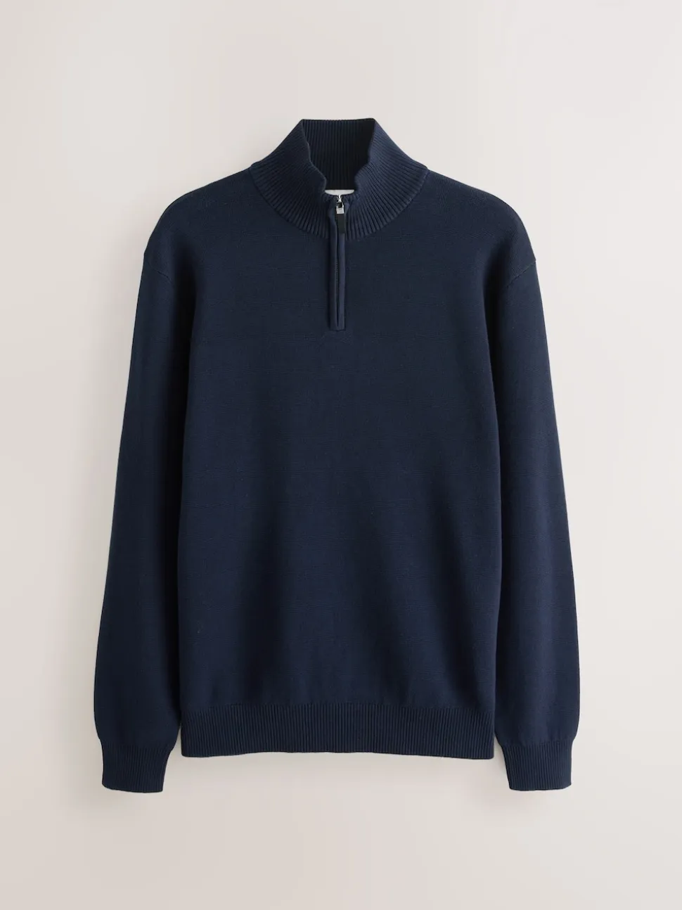 Navy Blue/Oatmeal N.Premium 100% Cotton Regular Fit Premium Quarter Zip Jumpers 2 Pack