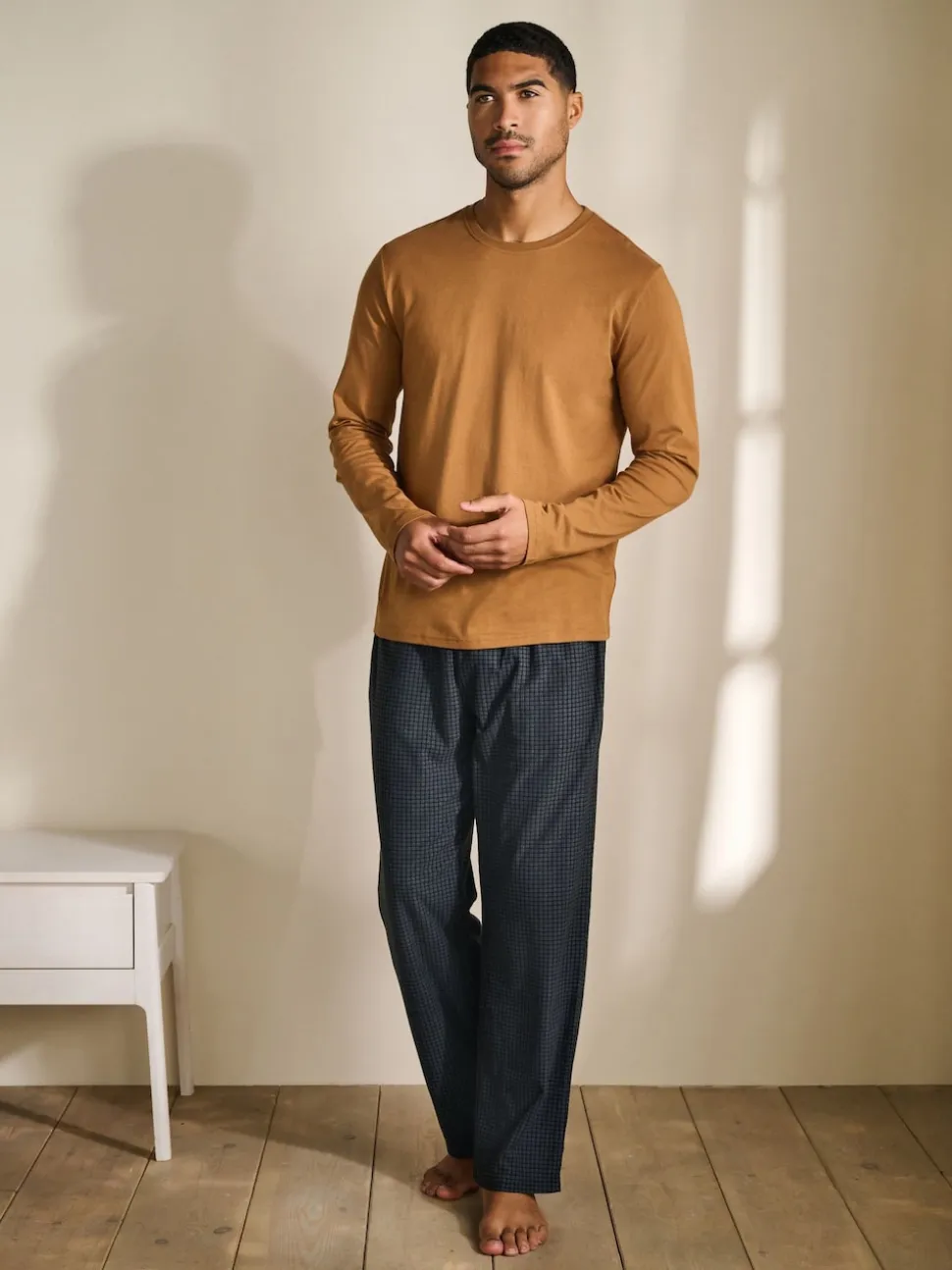 Navy Blue/Orange Motionflex Cosy Long Sleeve Pyjamas Set