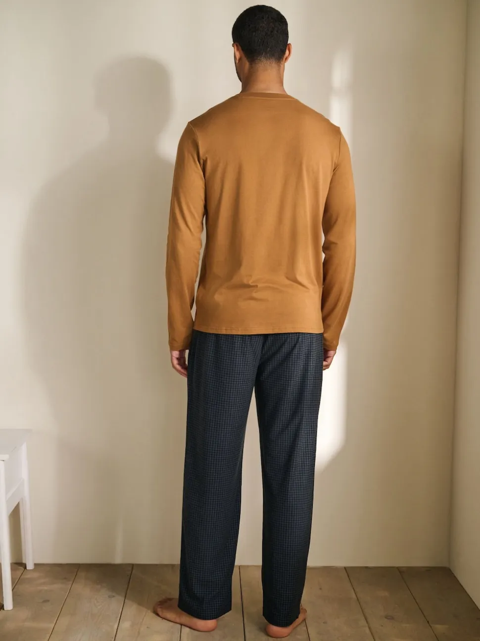 Navy Blue/Orange Motionflex Cosy Long Sleeve Pyjamas Set