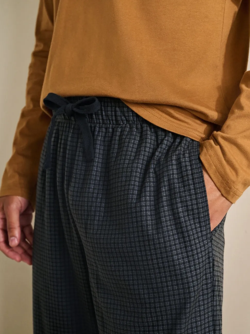 Navy Blue/Orange Motionflex Cosy Long Sleeve Pyjamas Set