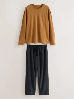 Navy Blue/Orange Motionflex Cosy Long Sleeve Pyjamas Set